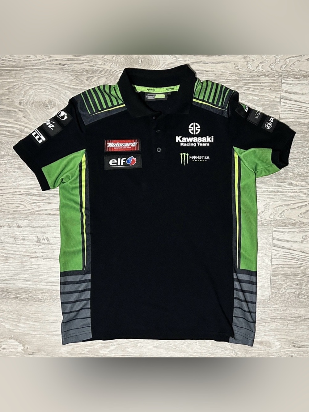 Kawasaki Racing Team Men's Black & Green Polo Shirt